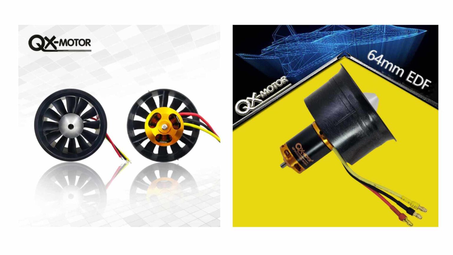 64mm EDF 3500KV Brushless Motor with 12 Blades Ducted Fan www